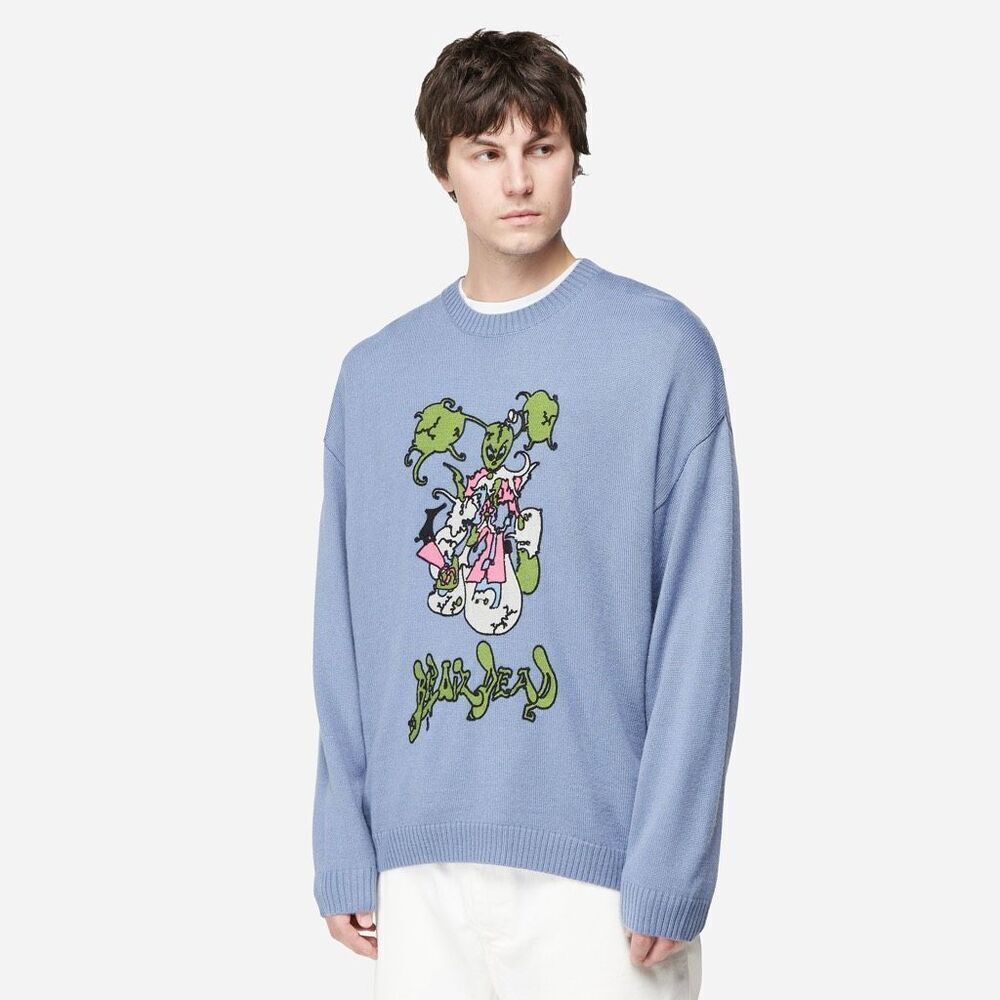 BRAIN DEAD CYBER BUNNY SWEATER, BLUE Large
